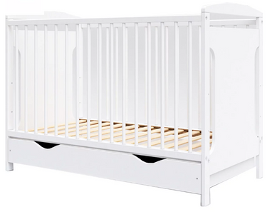 Baby tremmeseng med skuffe og låg